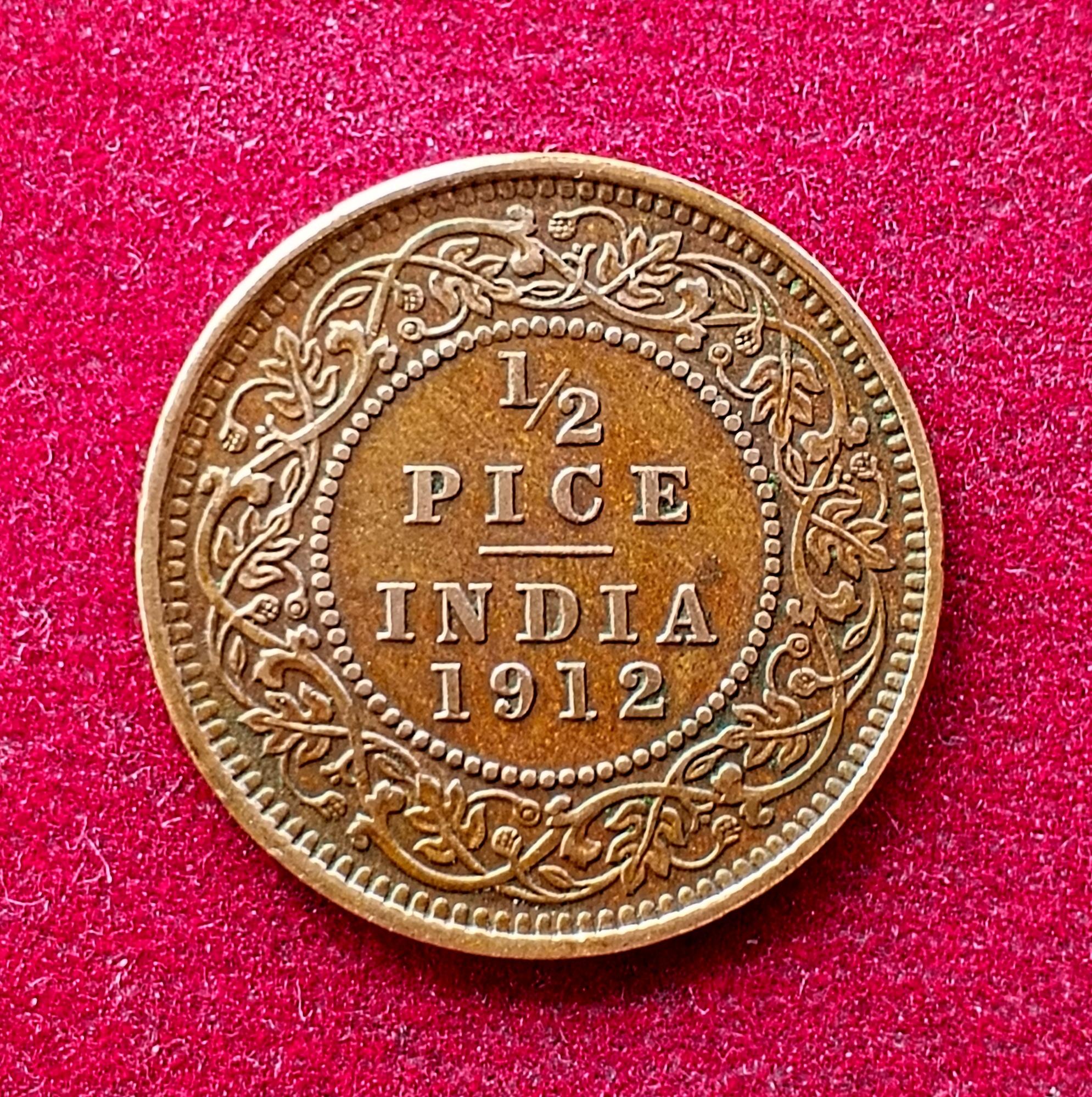 British India 1/2 Pice George V 1912 Coin