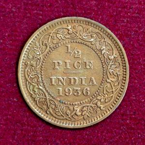 British India 1/2 Pice - George V 1936 Coin