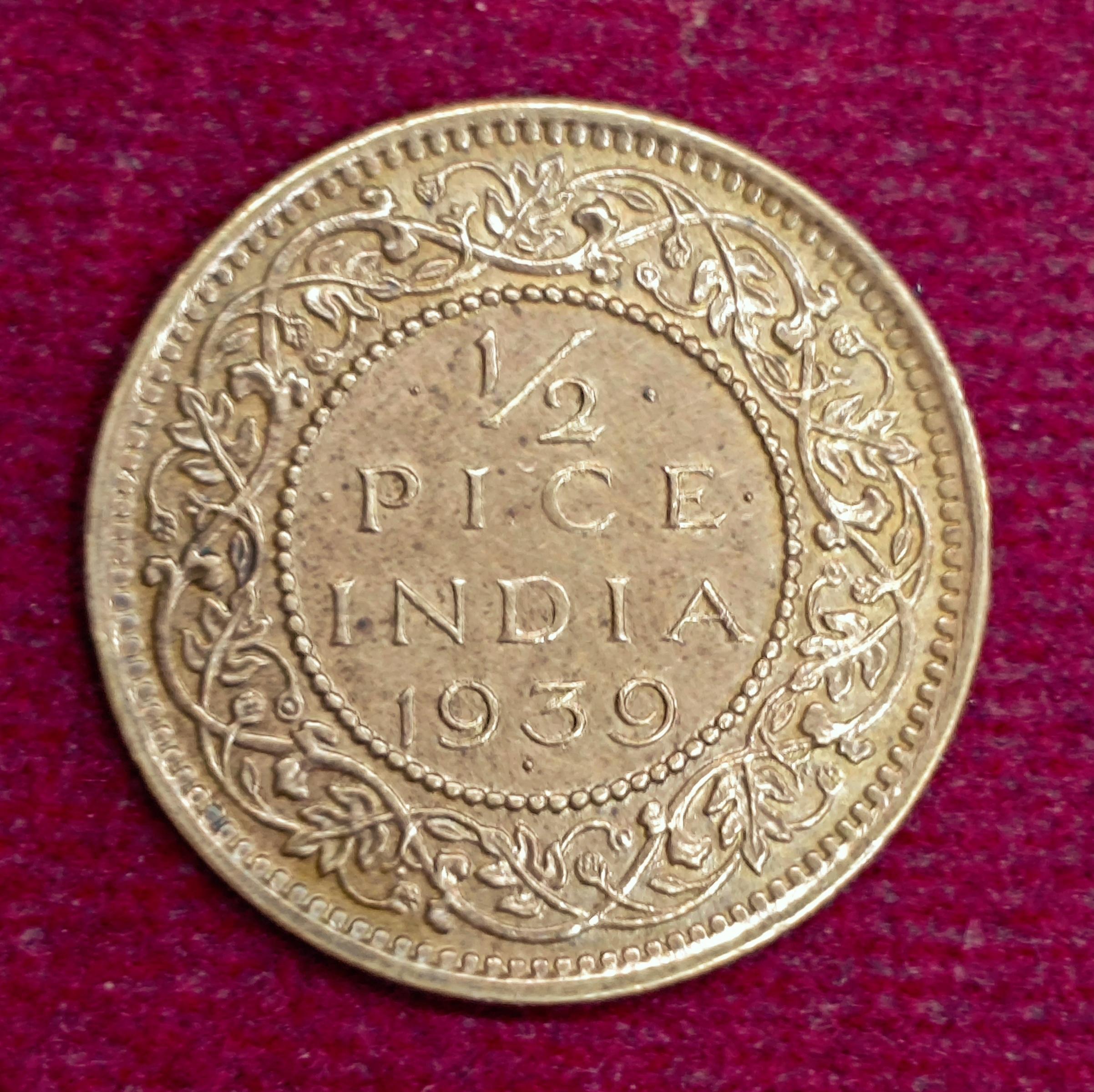 British India 1/2 Pice George VI 1939 Coin