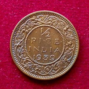 British India 1/2 Pice George VI 1939 Coin