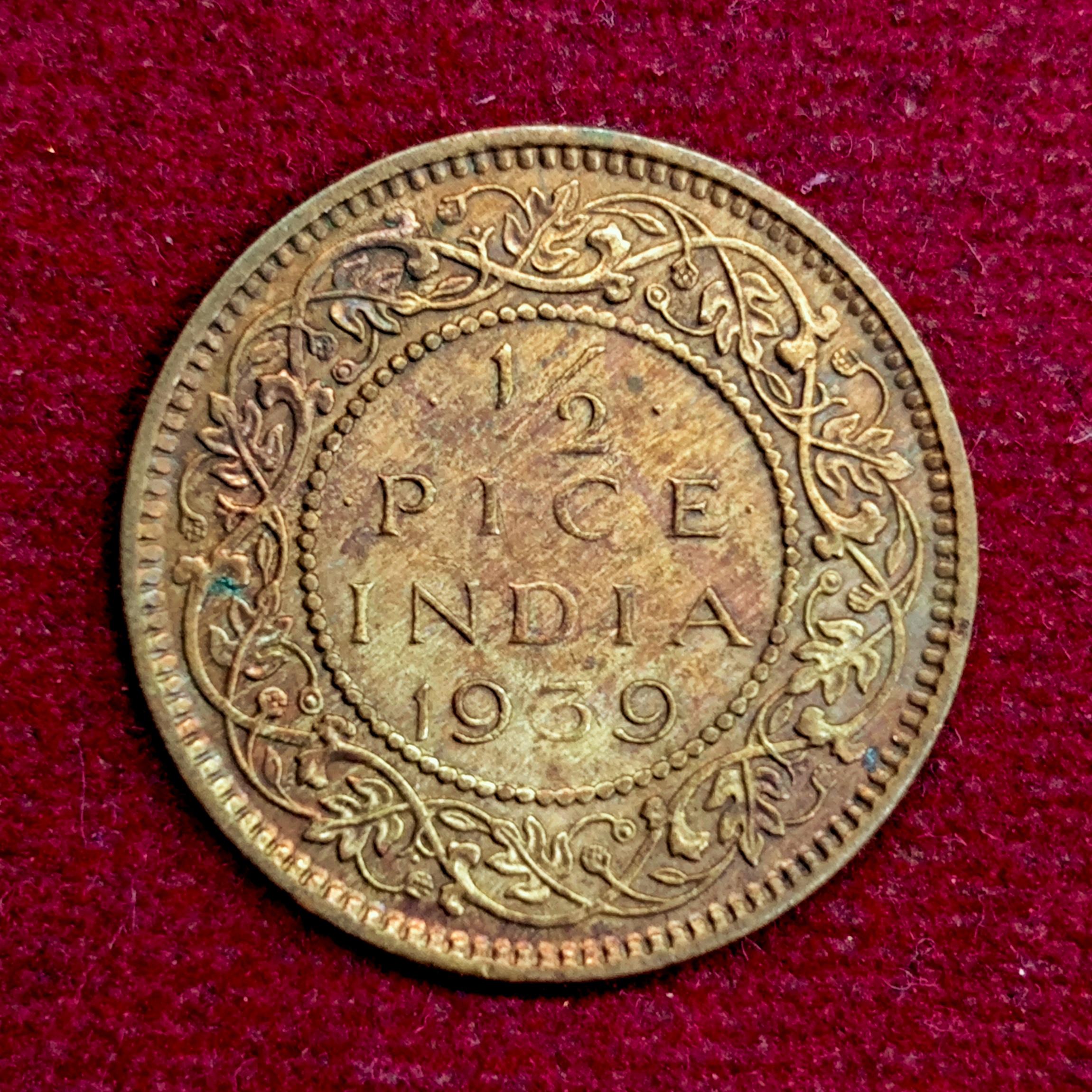British India 1/2 Pice George VI 1939 Coin