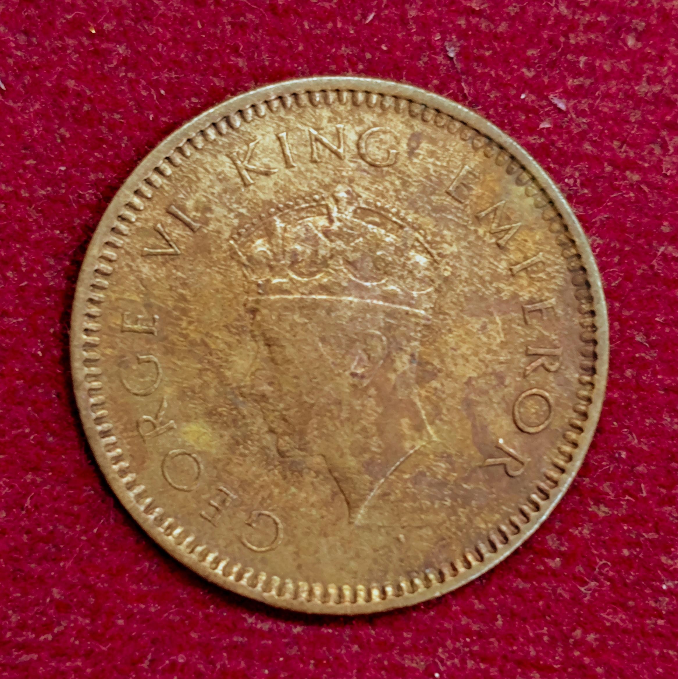 British India 1/2 Pice George VI 1939 Coin