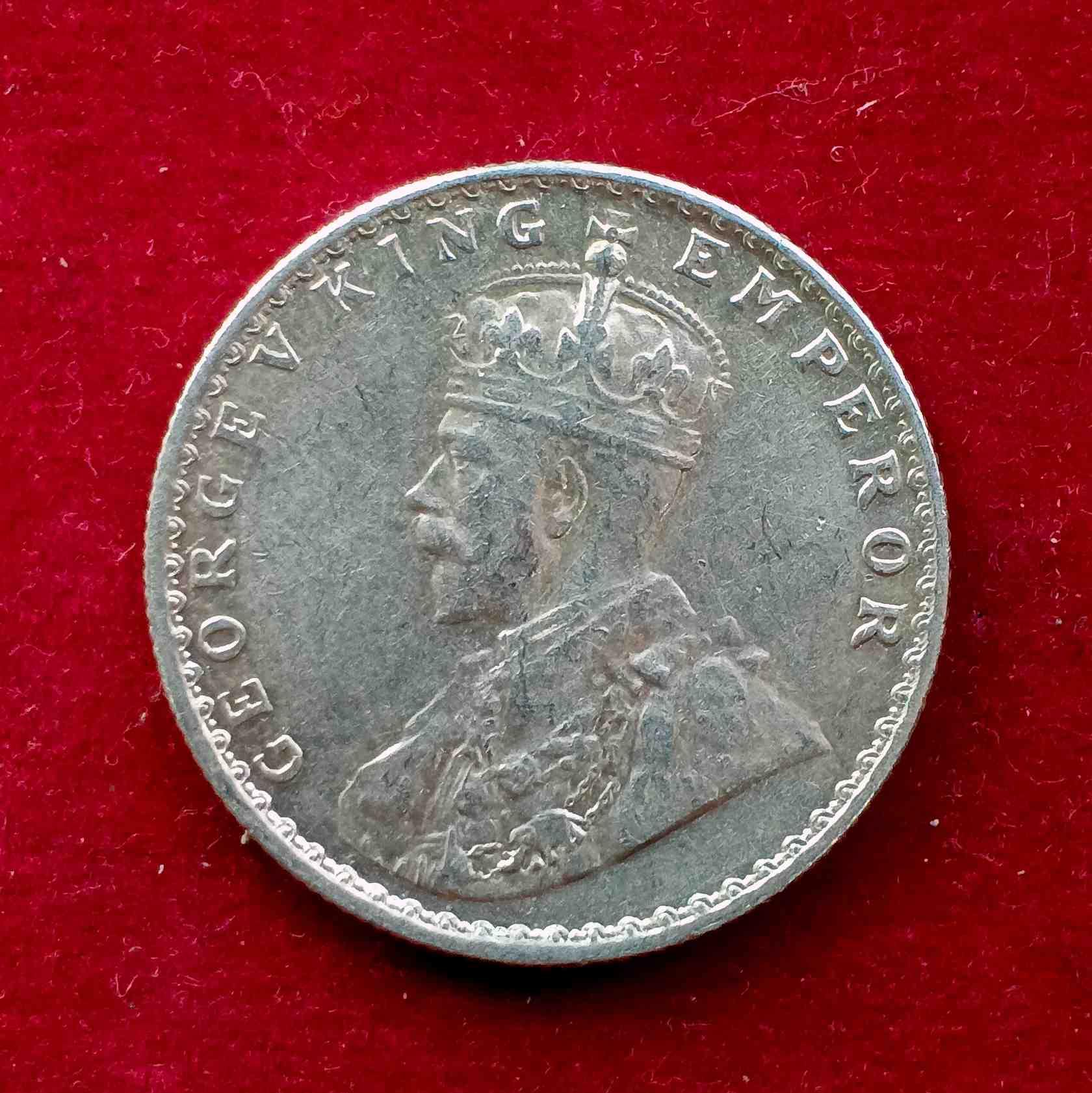 British India 1/2 Rupee - George V 1936 Silver Coin