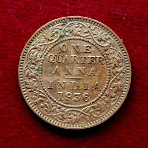 British India 1/4 Anna George V 1936 Coin