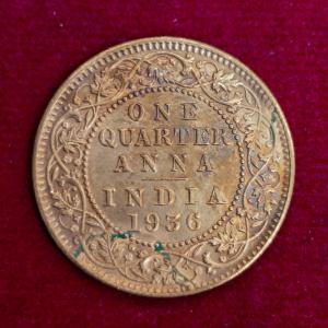 British India 1/4 Anna George V 1936 Coin