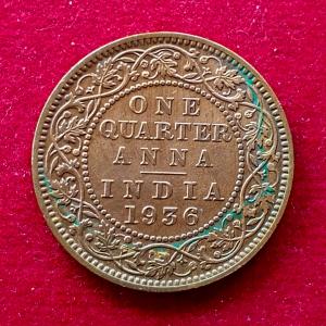 British India 1/4 Anna George V 1936 Coin