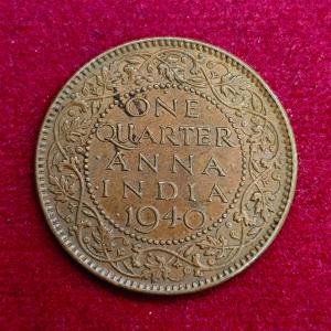 British India 1/4 Anna George VI 1940 Coin