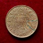 British India 1/4 Anna George VI 1940 Coin