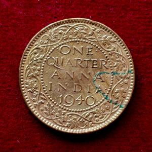 British India 1/4 Anna George VI 1940 Coin