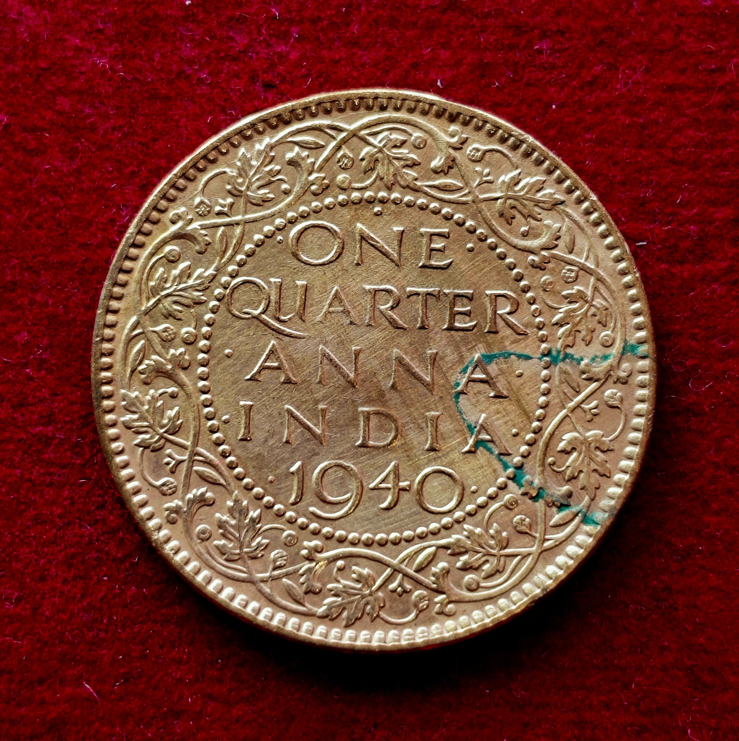 British India 1/4 Anna George VI 1940 Coin