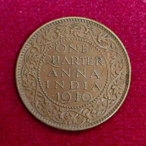 British India 1/4 Anna George VI 1940 Coin