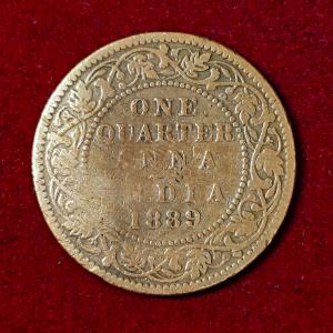 British India 1/4 Anna Victoria 1889 Coin