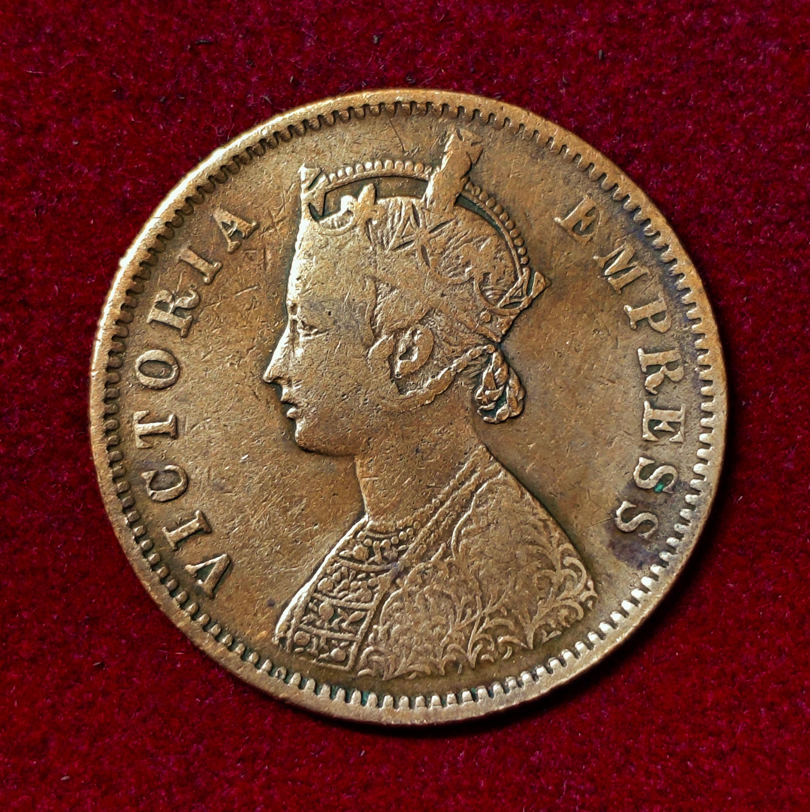 British India 1/4 Anna Victoria 1889 Coin