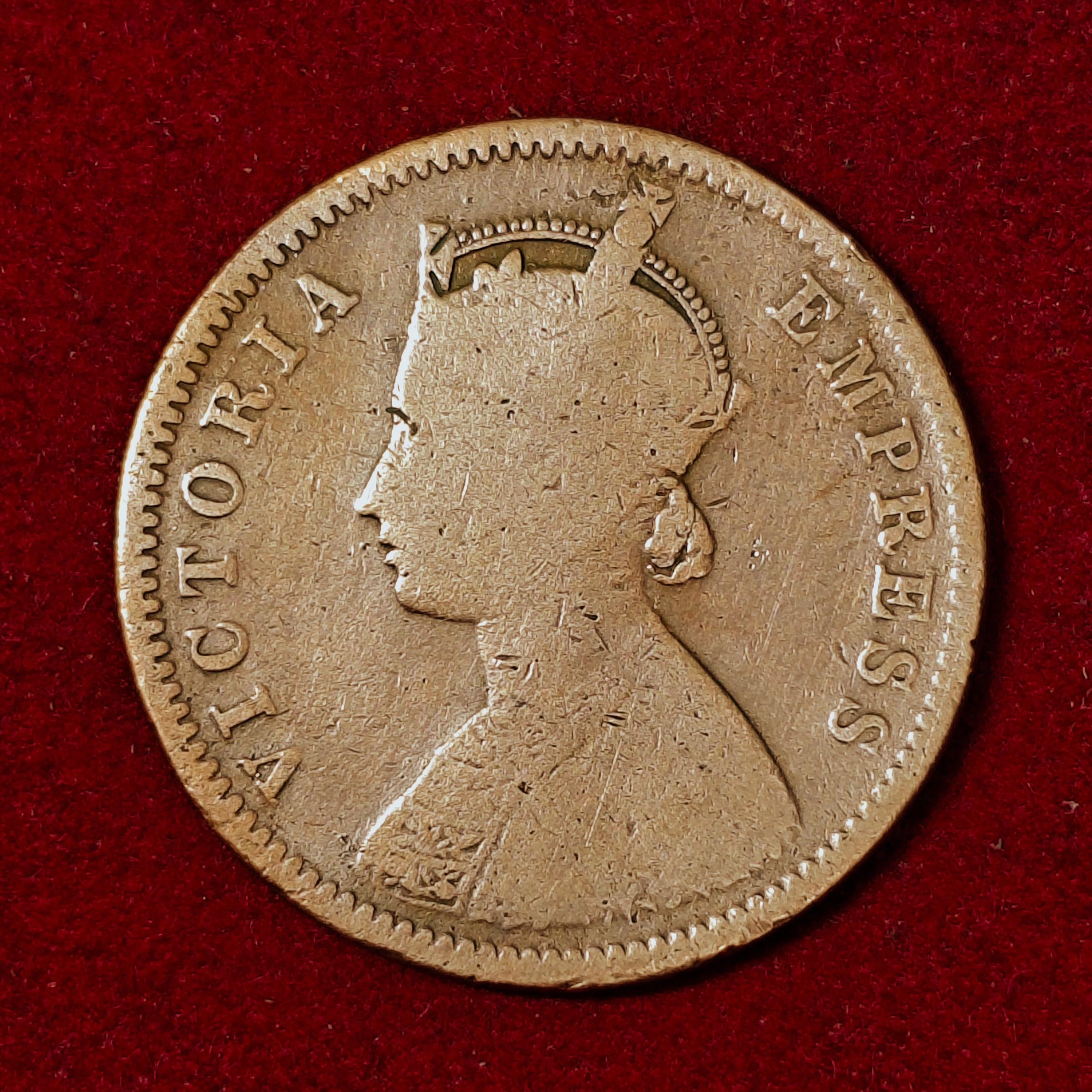 British India 1/4 Anna Victoria 1889 Coin