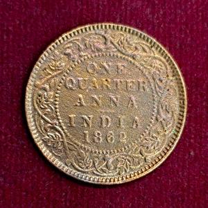 British India 1/4 Anna - VICTORIA EMPRESS 1862 Coin