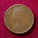 British India 1/4 Anna Victoria Empress 1891 Coin