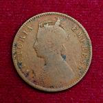 British India 1/4 Anna Victoria Empress 1891 Coin