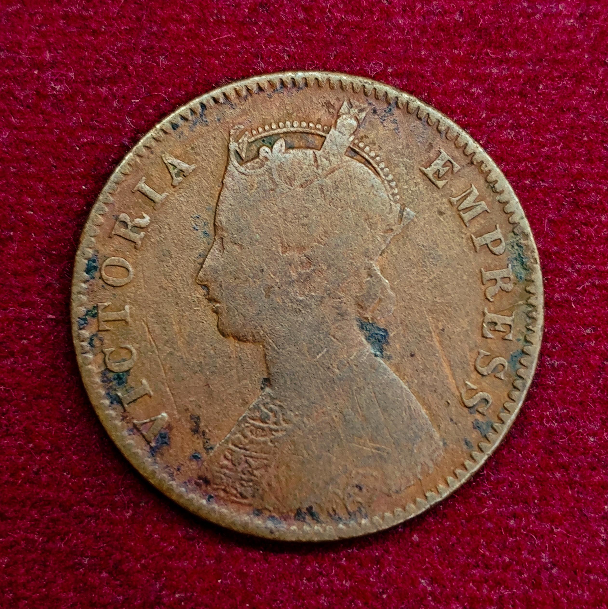 British India 1/4 Anna Victoria Empress 1891 Coin