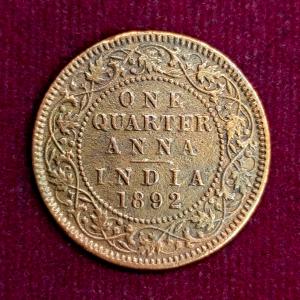 British India 1/4 Anna - VICTORIA EMPRESS 1892 Coin
