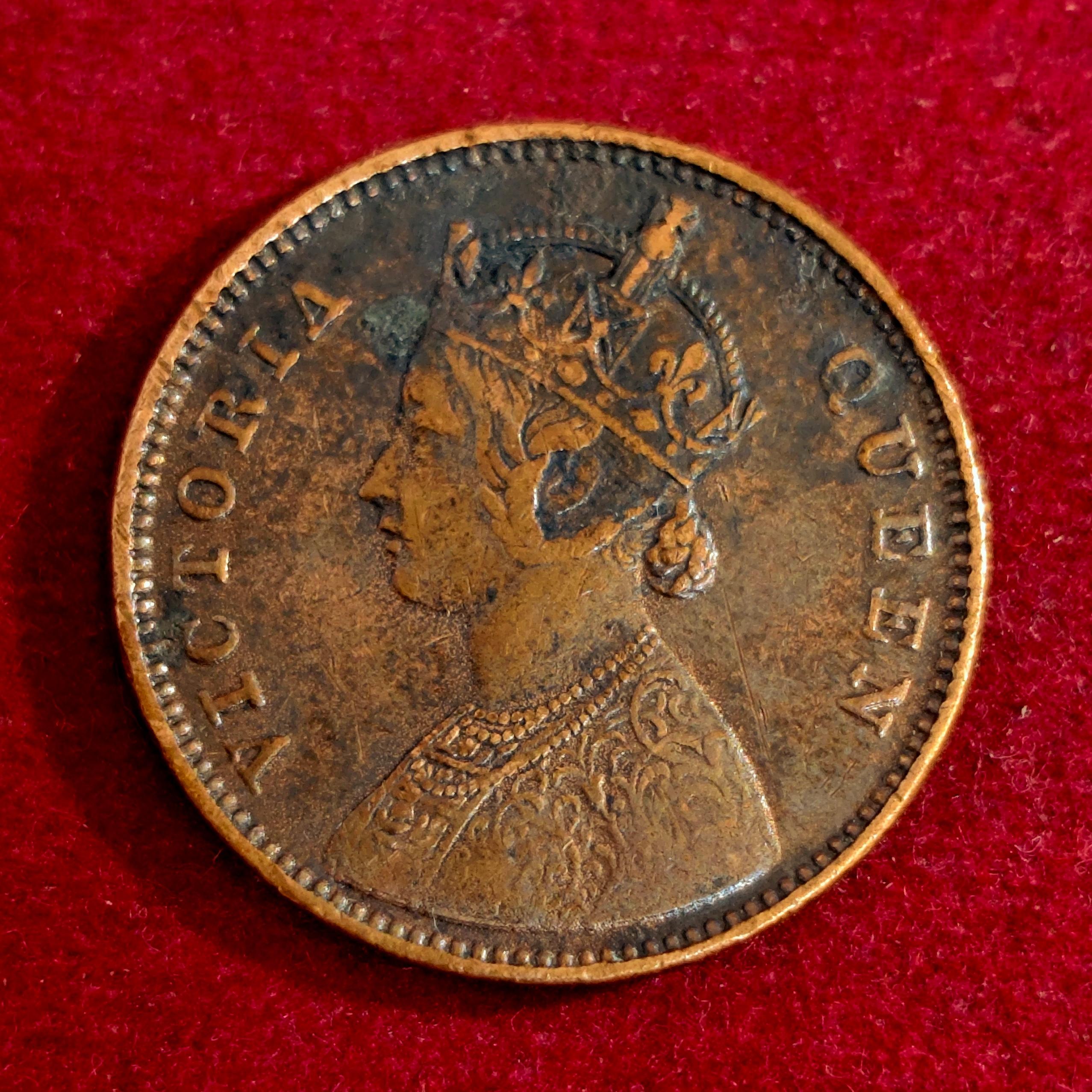 British India 1/4 Anna Victoria Queen 1862 Coin