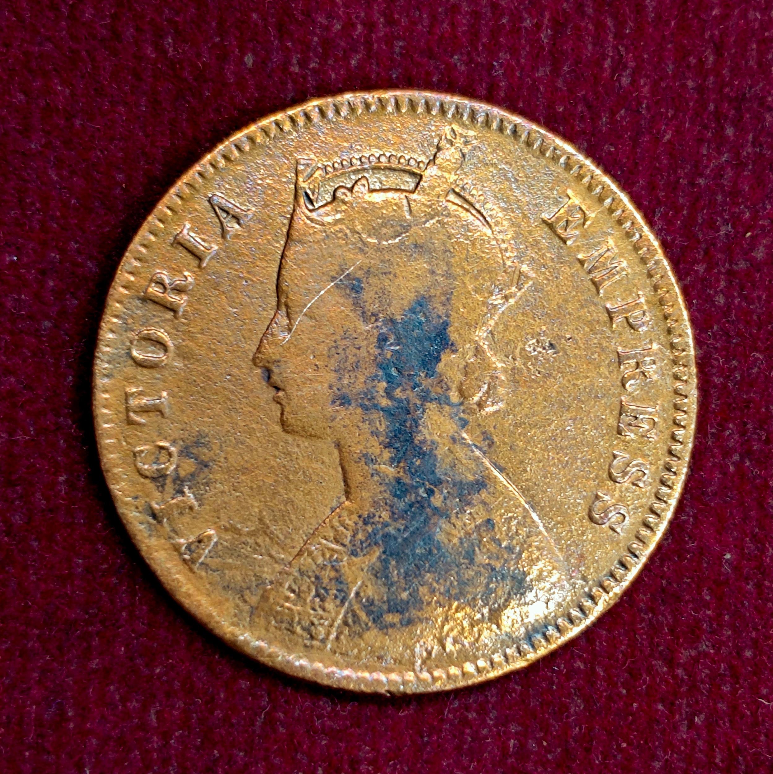 British India 1/4 Anna Victoria Queen 1894 Coin