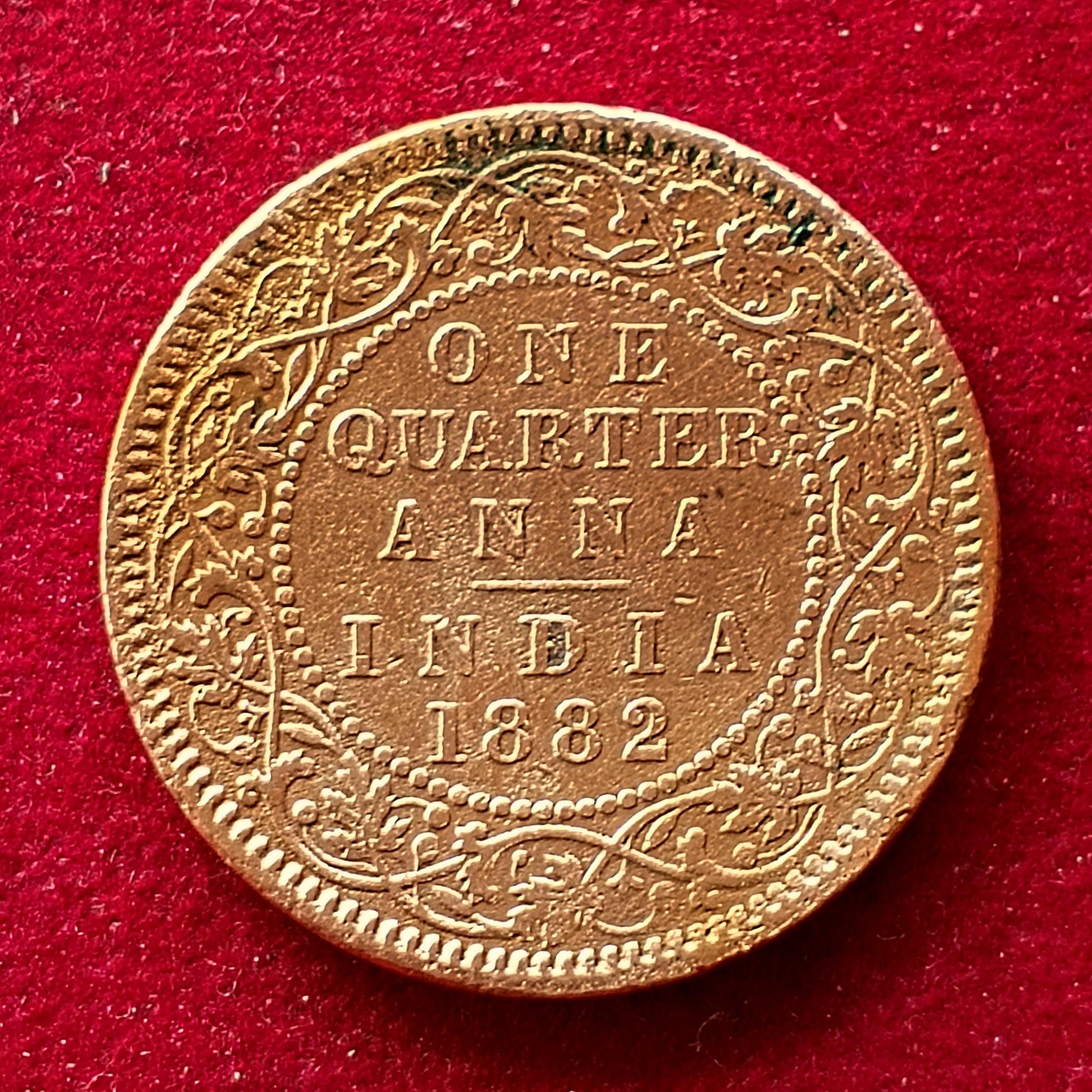 British India 1/4 Anna - Victoria "VICTORIA EMPRESS" 1882 Coin