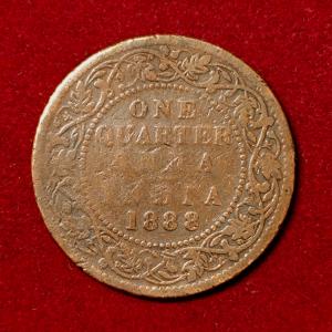 British India 1/4 Anna - Victoria "VICTORIA EMPRESS" 1888 Coin