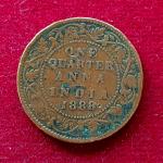 British India 1/4 Anna - Victoria "VICTORIA EMPRESS" 1888 Coin