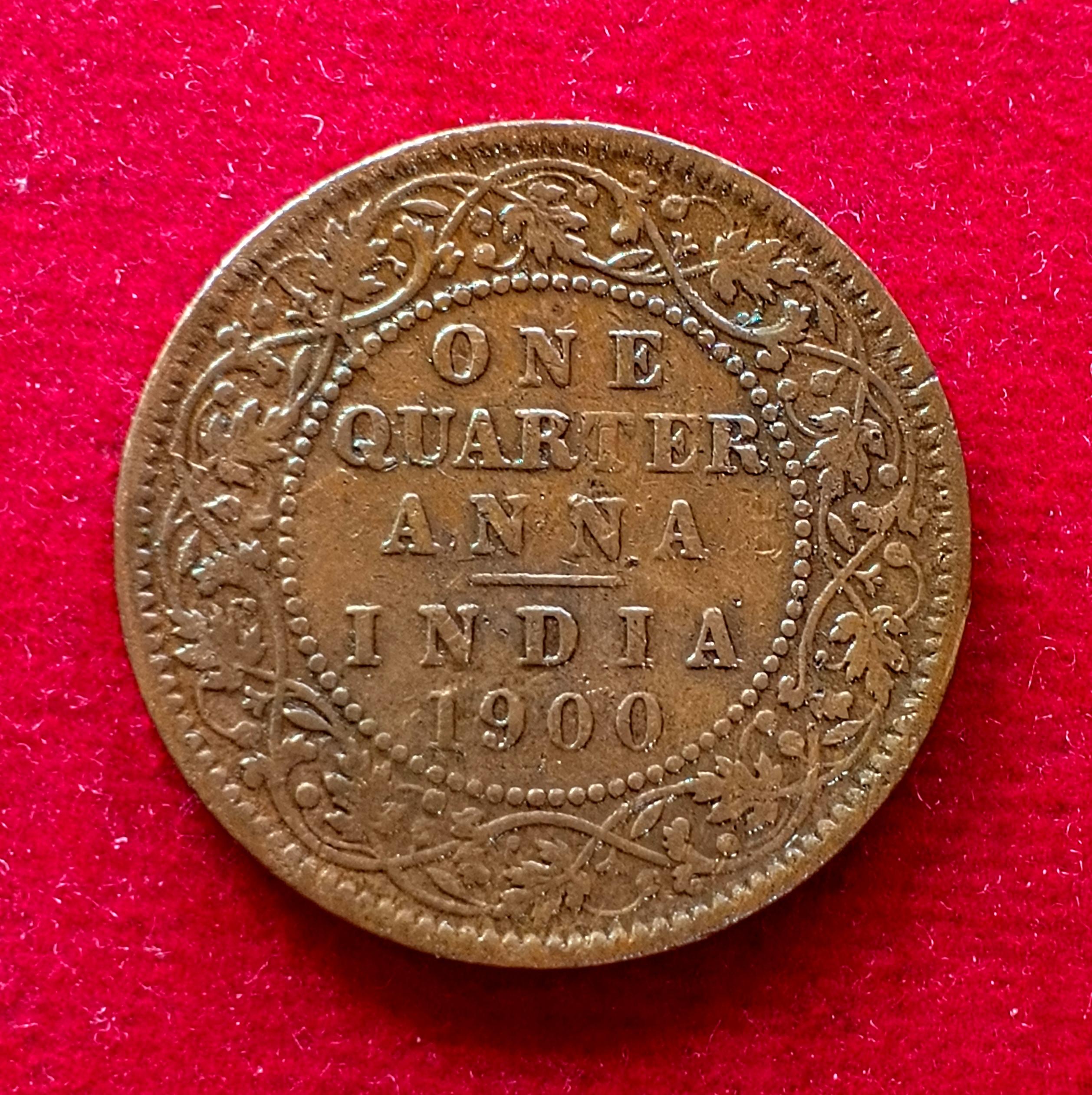 British India 1/4 Anna - Victoria "VICTORIA EMPRESS" 1900 Coin