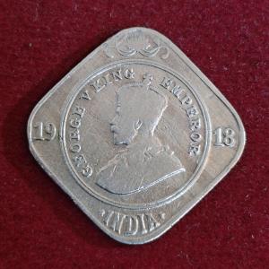 British India 2 Annas - George V 1918 Coin