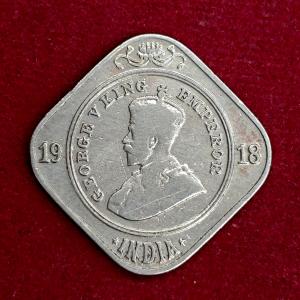 British India 2 Annas - George V 1918 Coin