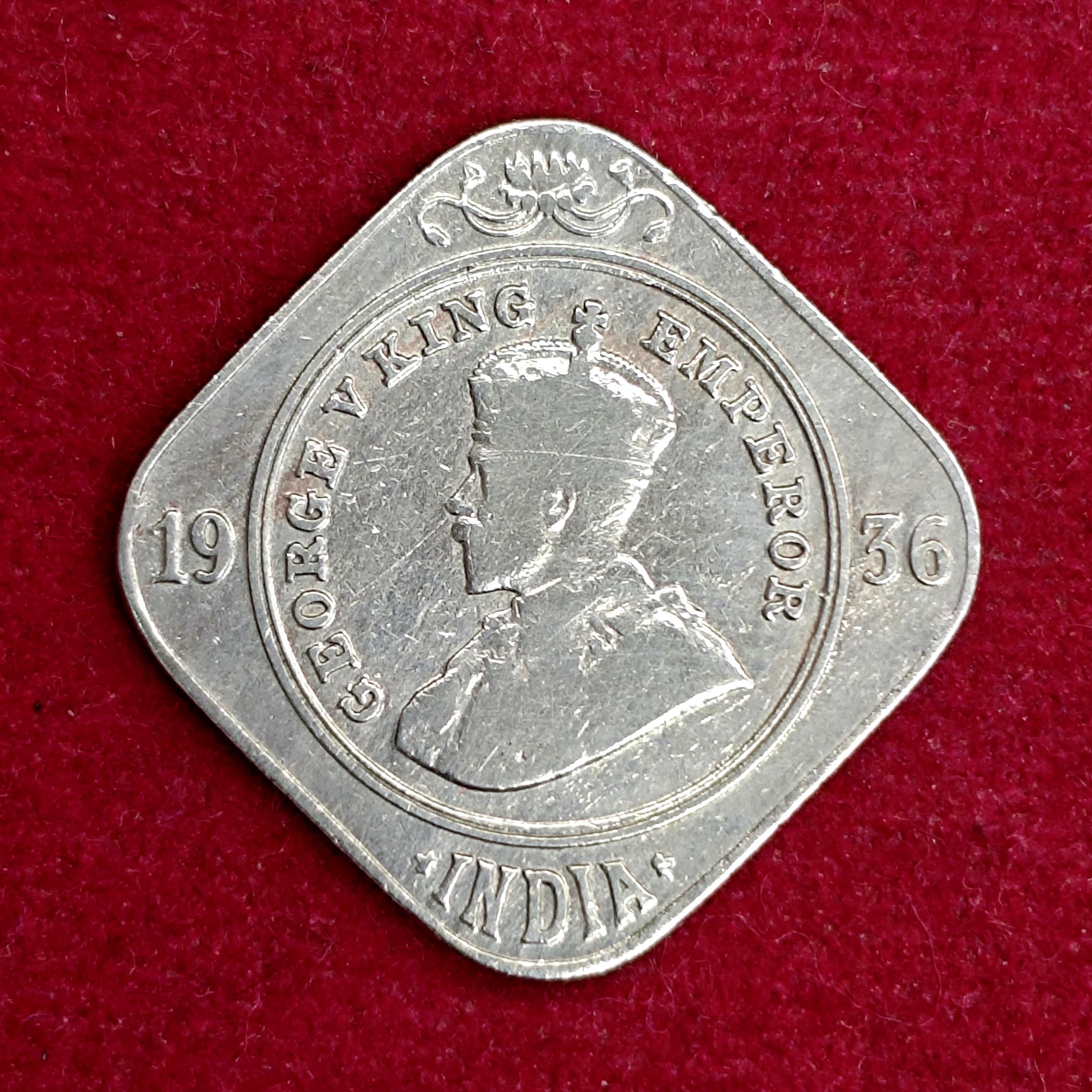 British India 2 Annas - George V 1936 Coin