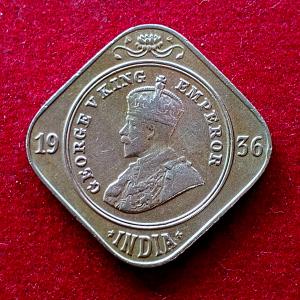 British India 2 Annas - George V 1936 Coin