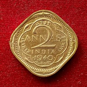 British India 2 Annas George VI 1940 Coin