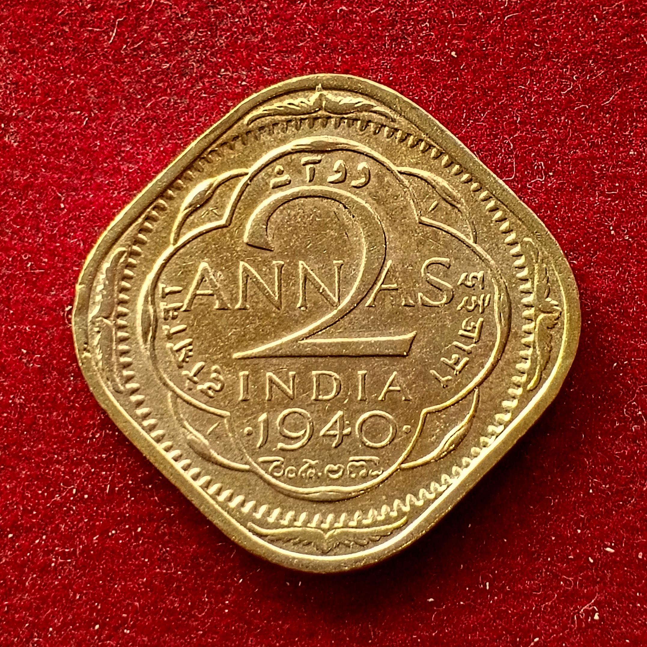 British India 2 Annas George VI 1940 Coin