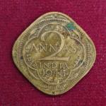 British India 2 Annas - George VI 1943 Coin