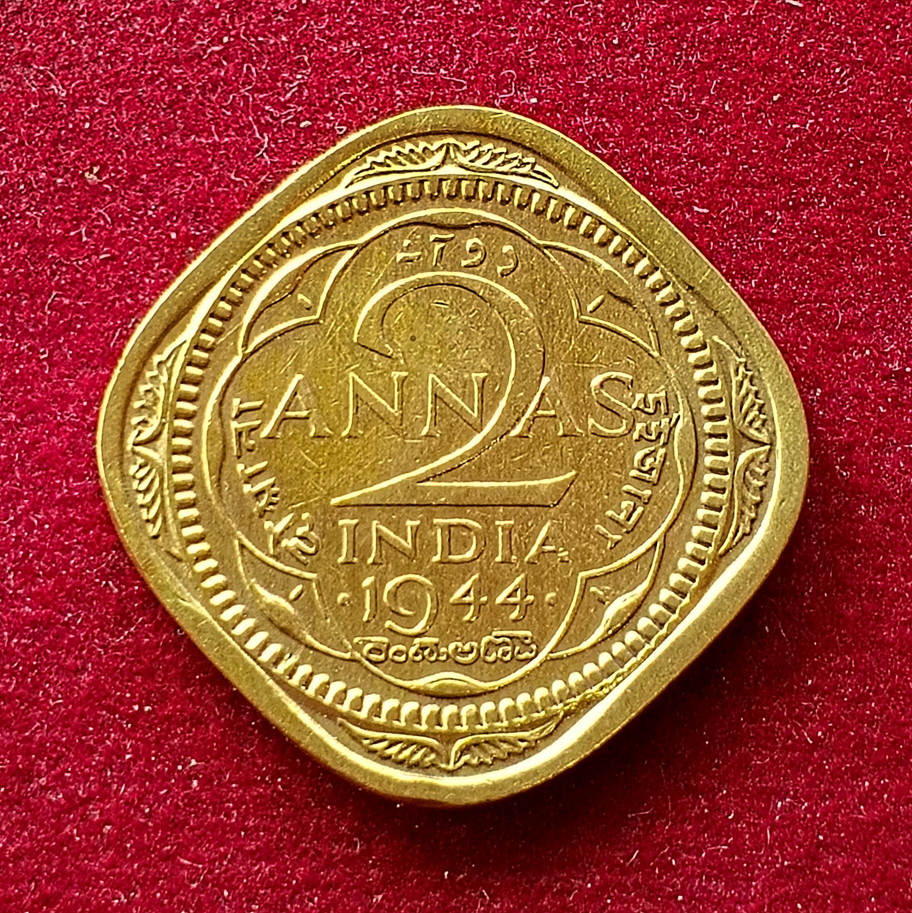 British India 2 Annas - George VI 1944 Coin
