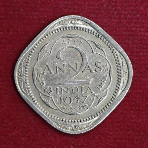 British India 2 Annas - George VI 1947 Coin