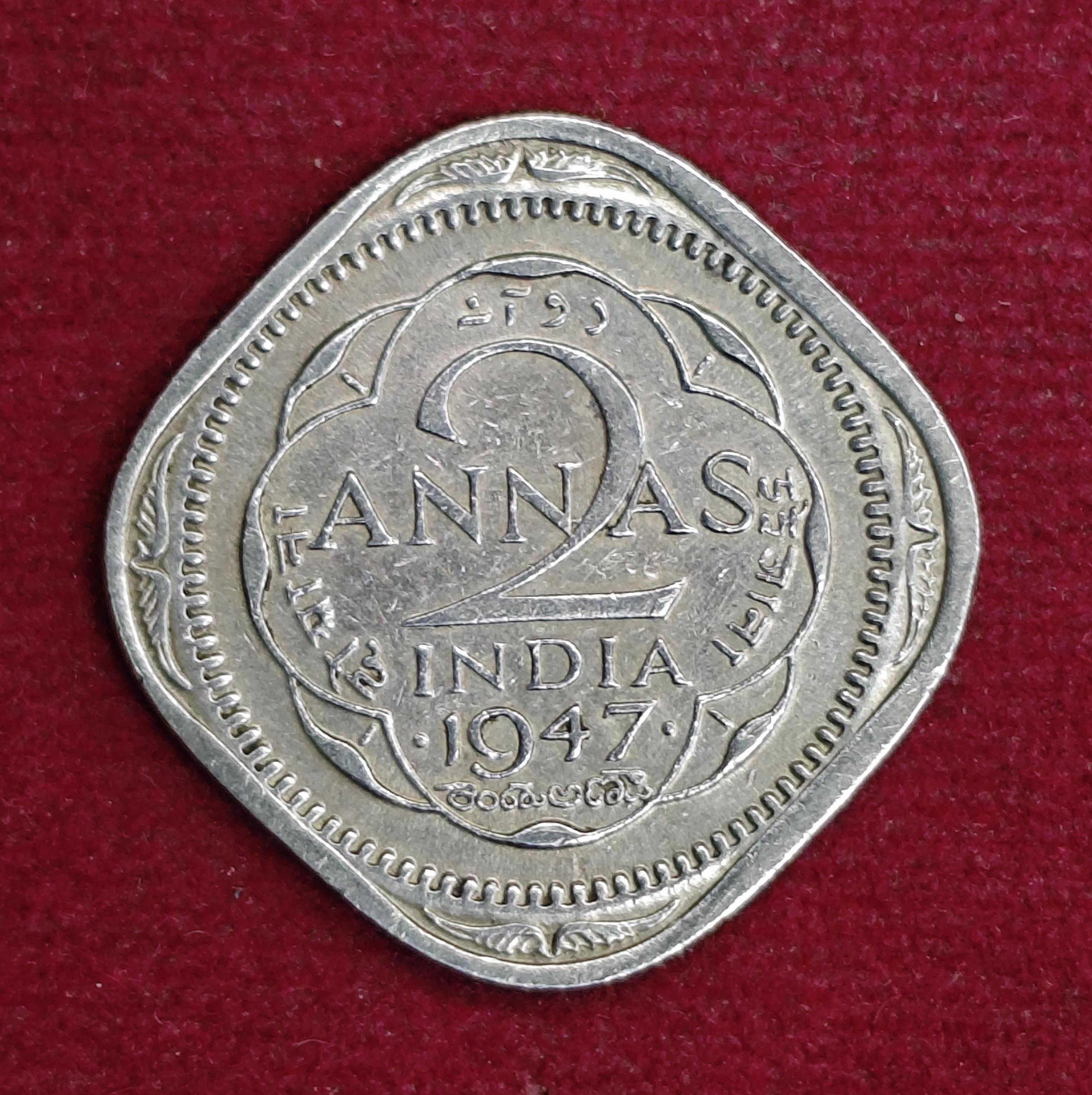 British India 2 Annas - George VI 1947 Coin