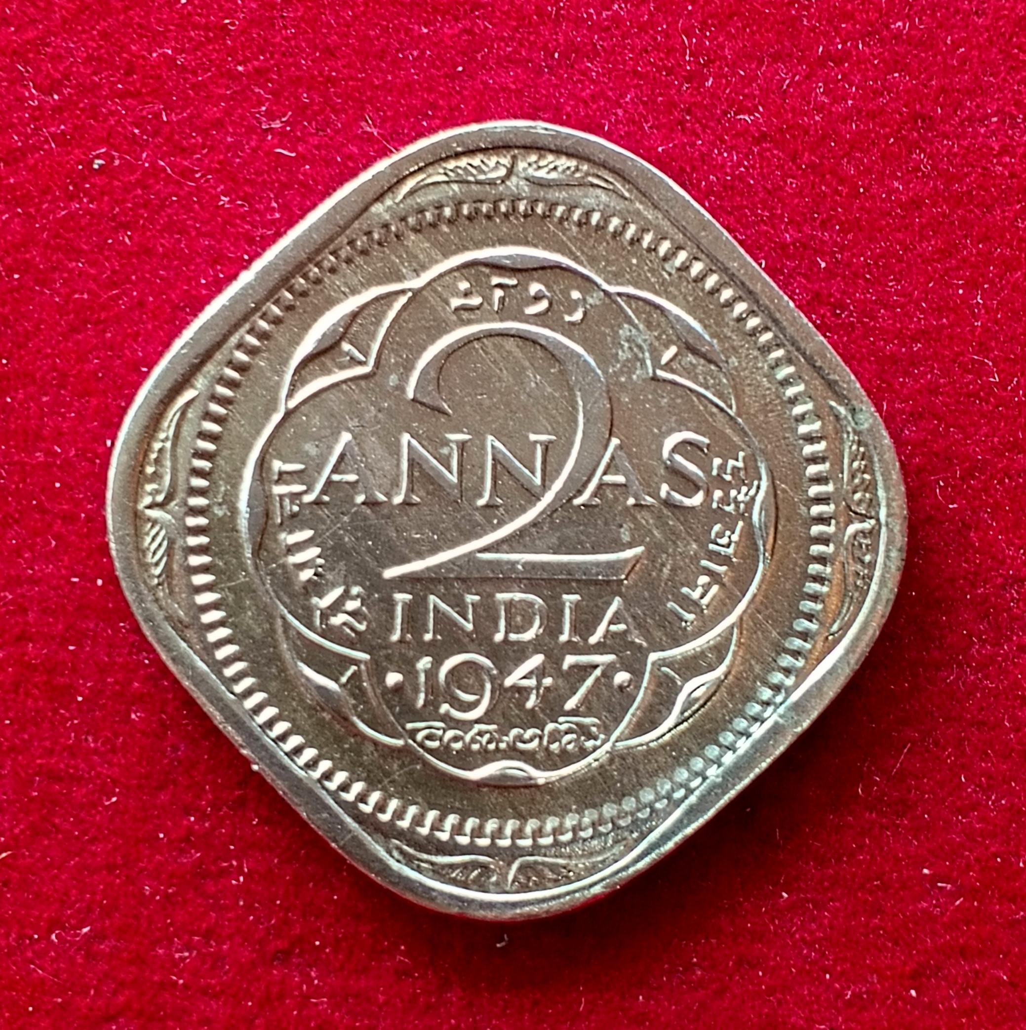 British India 2 Annas - George VI 1947 Coin