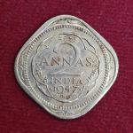 British India 2 Annas - George VI 1947 Coin