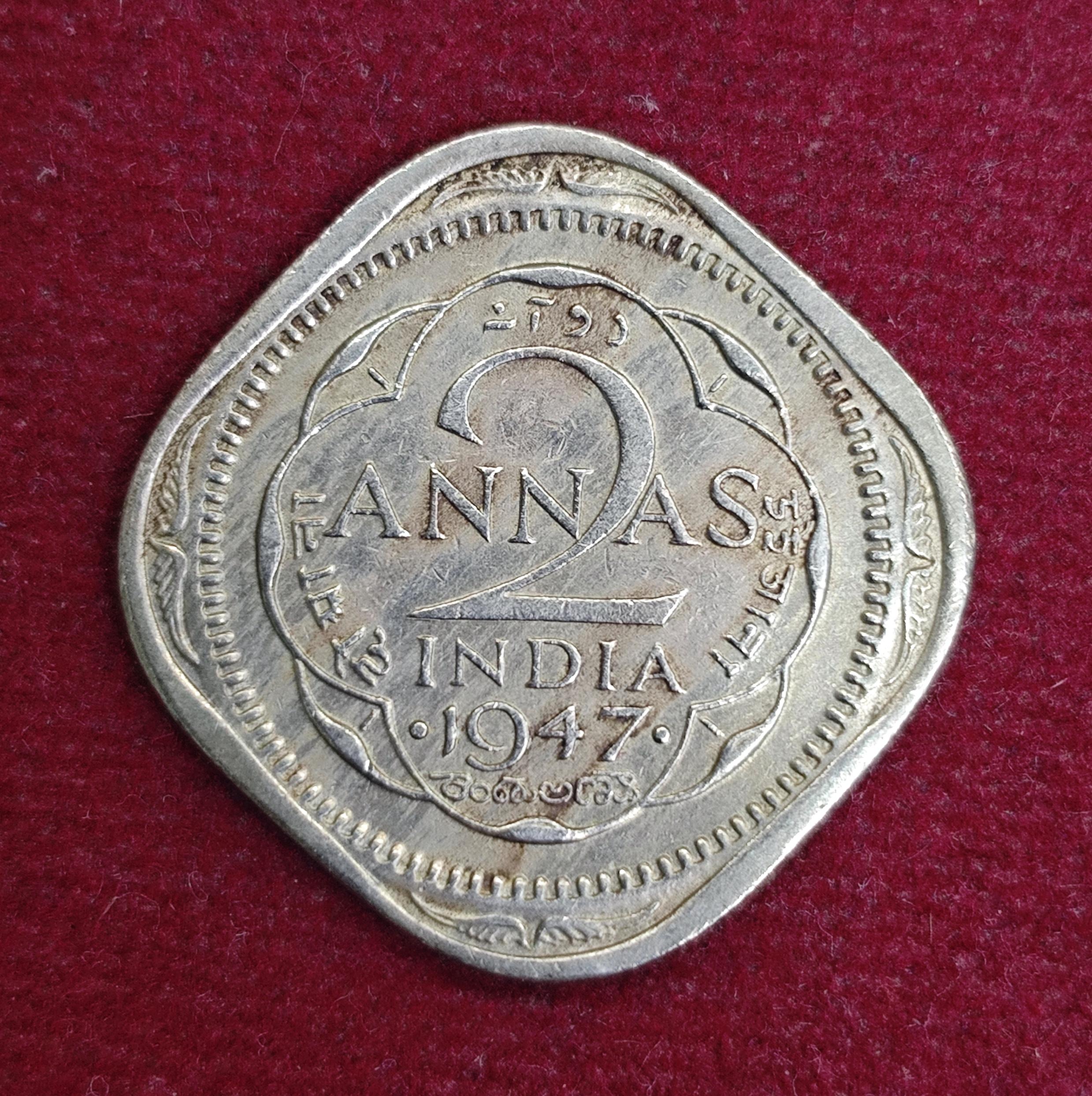British India 2 Annas - George VI 1947 Coin