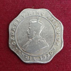 British India 4 Annas - George V 1920 Coin