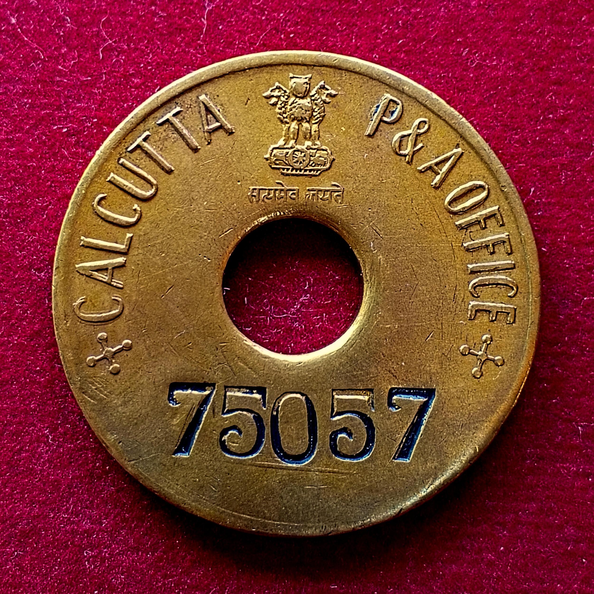 Calcutta P&A Office Brass Identity Token – No. 75057