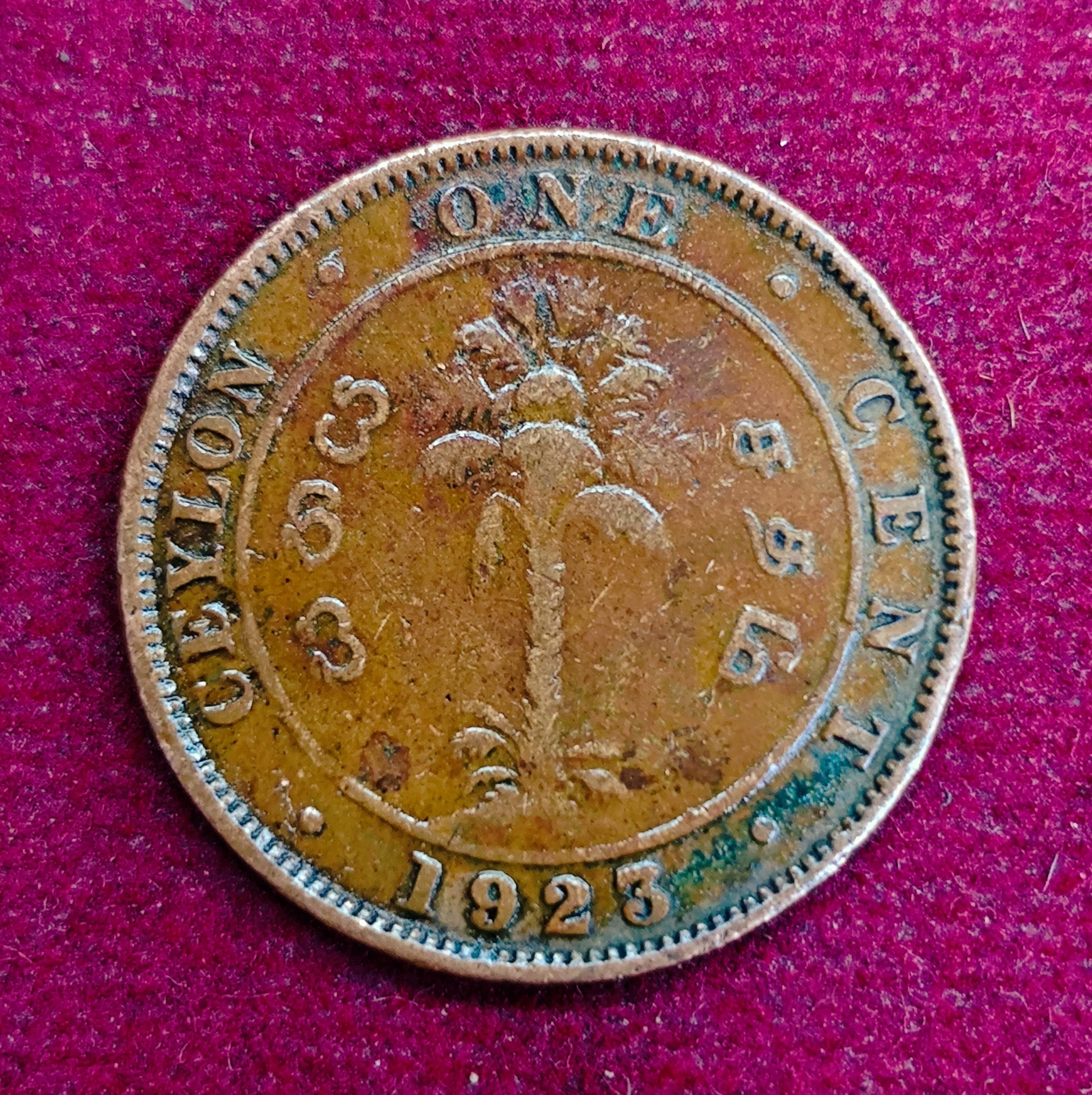 Ceylon 1 Cent - George V 1923 Coin