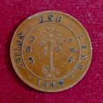 Ceylon 1 Cent - George VI 1943 Coin
