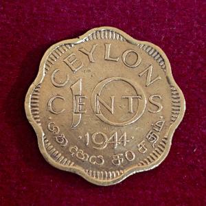 Ceylon 10 Cents - George VI 1944 Coin