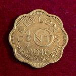 Ceylon 10 Cents - George VI 1944 Coin