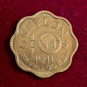 Ceylon 10 Cents - George VI 1944 Coin