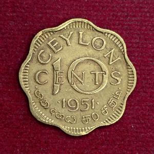 Ceylon 10 Cents - George VI 1951 Coin